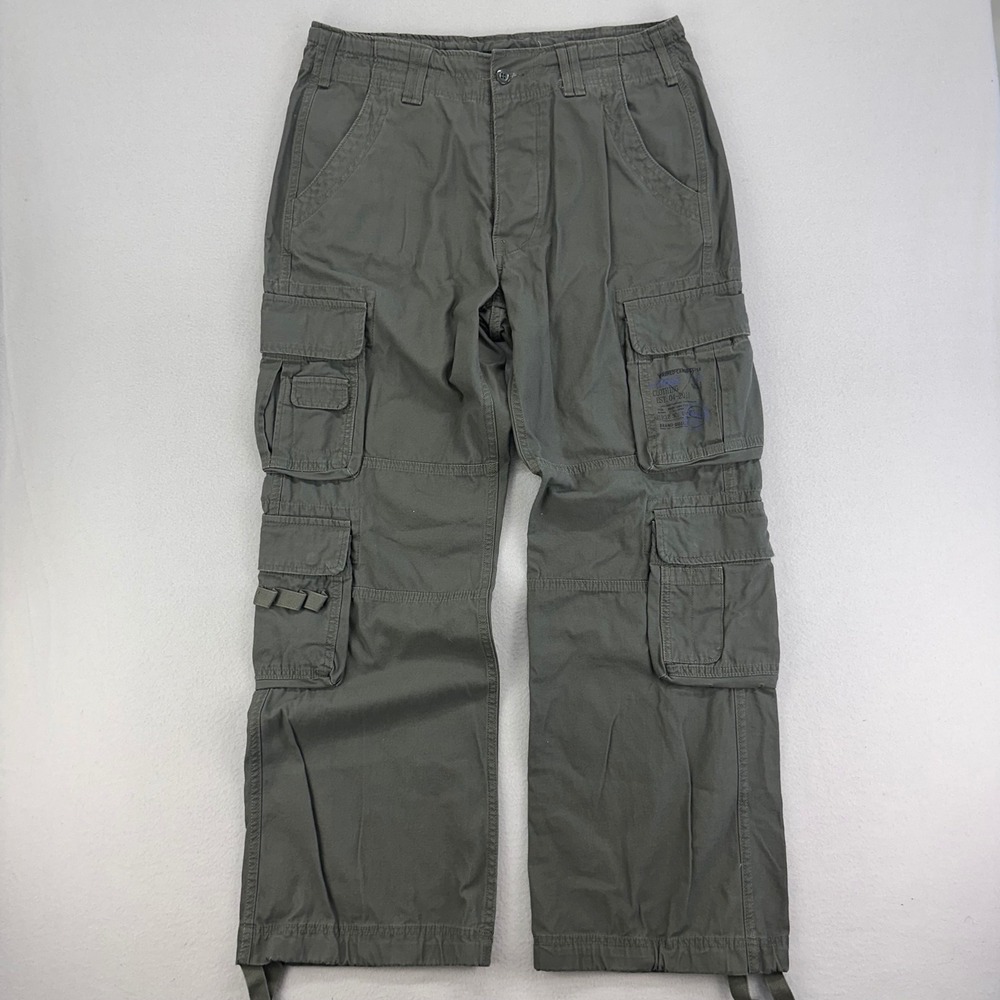 Brandit Combat Military Pants Mens Large Green Cargo Utility Baggy Y2K Street‎